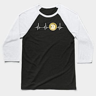 Dogecoin Love Heartbeat DOGE Cryptocurrency Baseball T-Shirt